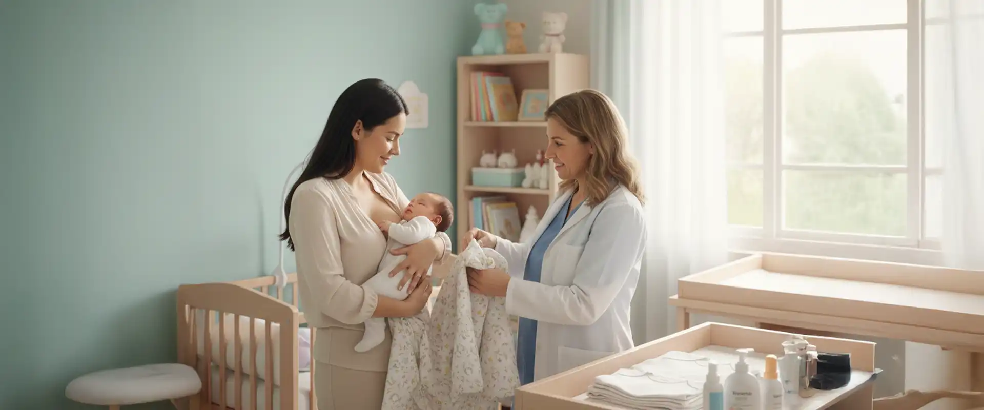 Matrona con madre y bebé